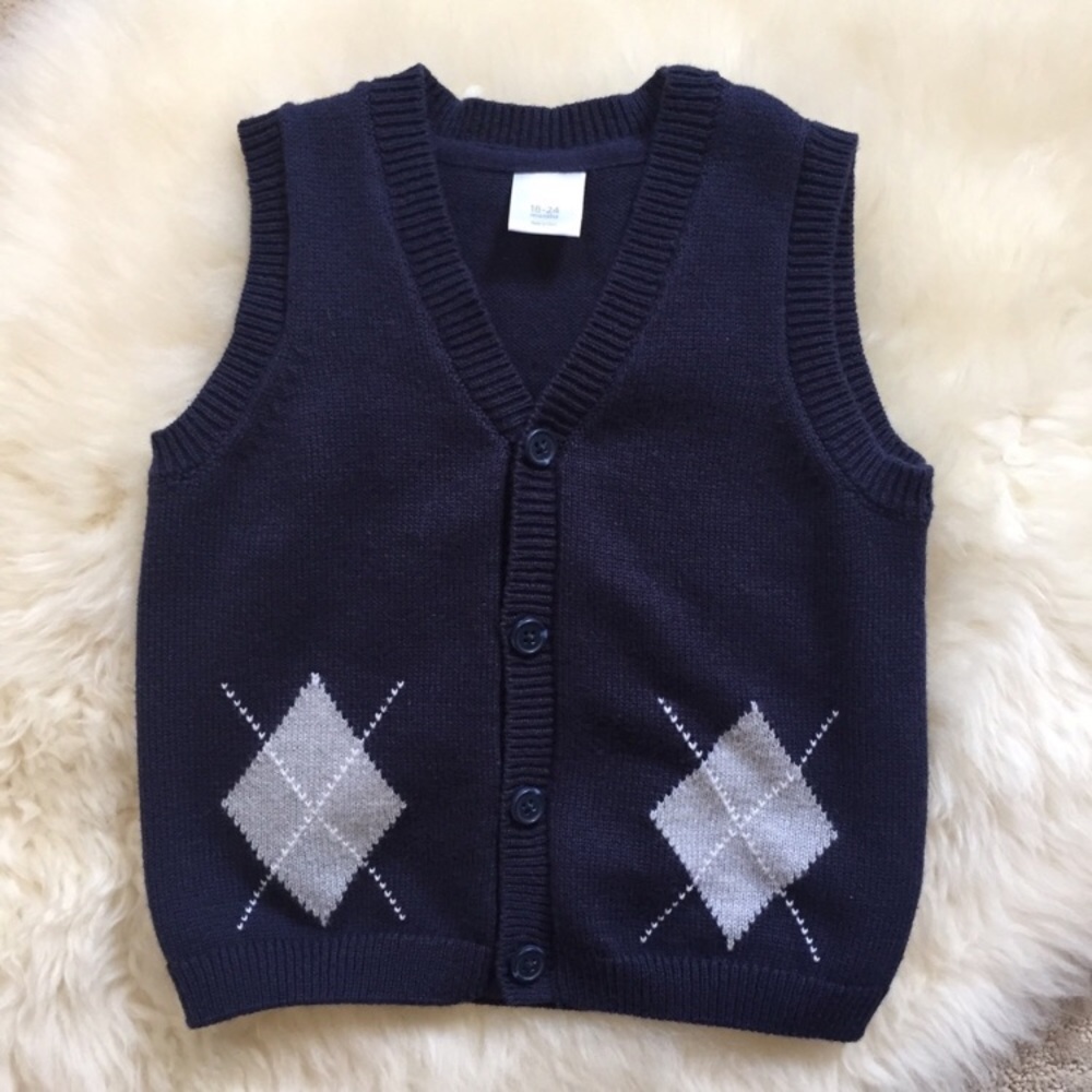 Gymboree Navy Blue Button Down Sweater Vest